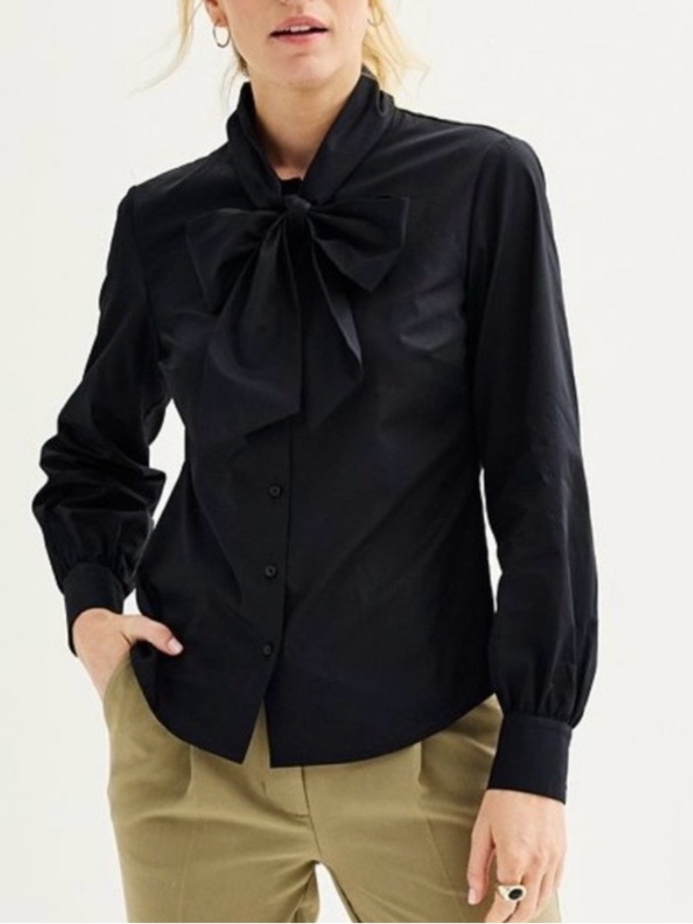 Nine West Tie Neck Cotton Blouse